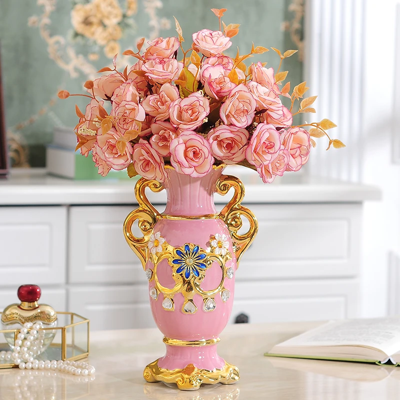 

Vase Crafts Figurines Ceramic Home Accessories Decoration Livingroom Desktop Flower Pot Ornaments Wedding Gifts Household Items