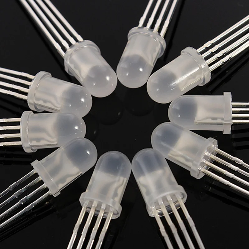 10/20/50/100pcs Led Light Lighting Diodes RGB Common Cathode 5mm RGB LED Common Cathode 4-Pin Tri-Color Emitting Diode