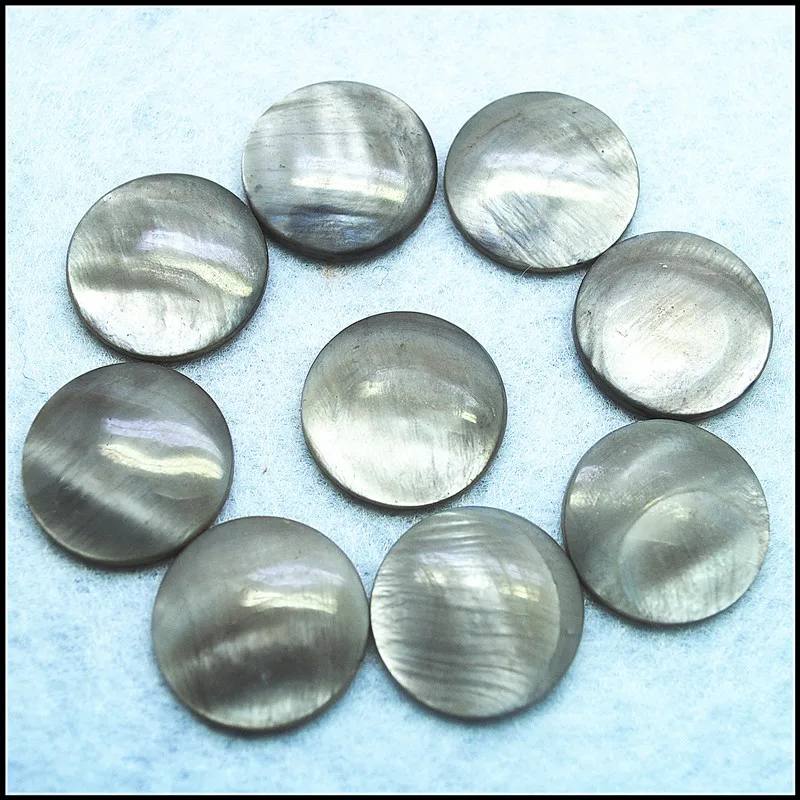 Itens de mosaico de água doce para DIY, grânulos cinzentos Shell, sem furo, forma redonda, tamanho solto, 20mm, 20pcs