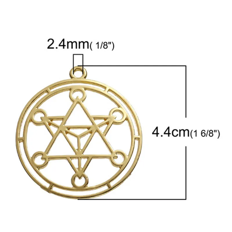 8Seasons Bohemian Copper Merkaba Meditation Pendants Round Silver Color Hollow Charms DIY Making Necklace Jewelry,1-10PCs