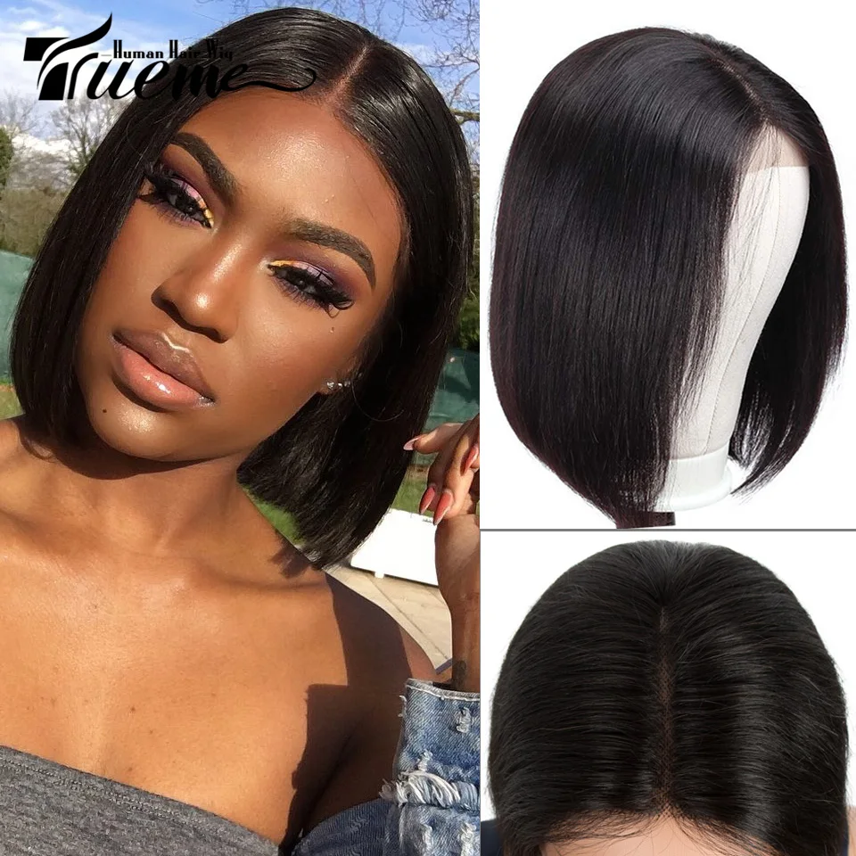 

Trueme Ombre Burgundy Straight Bob Lace Front Human Hair Wigs Brazilian Human Hair Wig For Women Transparent T Part Lace Wig