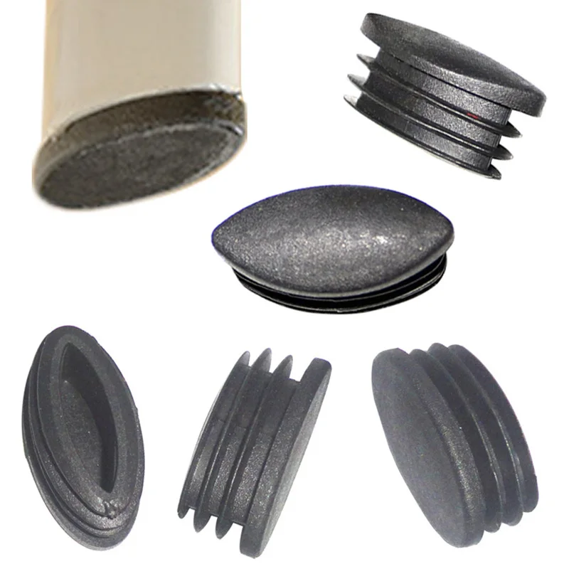 Furniture Protection Gasket Dust Seal Black Oval Oblong Rectangle Plastic Blanking End Cap Tube Pipe Inserts Plug Bung