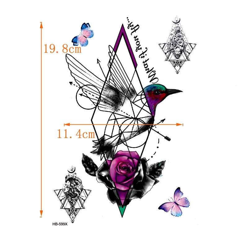 Purple Rose Birds  Waterproof Temporary Tattoo Sticker Tatuajes Tatoo Sleeve Henna Tattoo Decals Body Art cheap stuff stickers