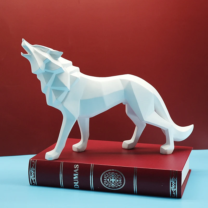 

Polyresin Wolf Figurine Home Decor, Abstract Sculptures Room Decor desk accessories Furnishing Animal Ornament Resin Statues