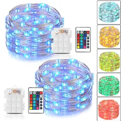 16 cores fadas led luzes da corda usb/bateria alimentado 5m/10m controle remoto guirlanda de natal ao ar livre casamento decoração da festa de natal