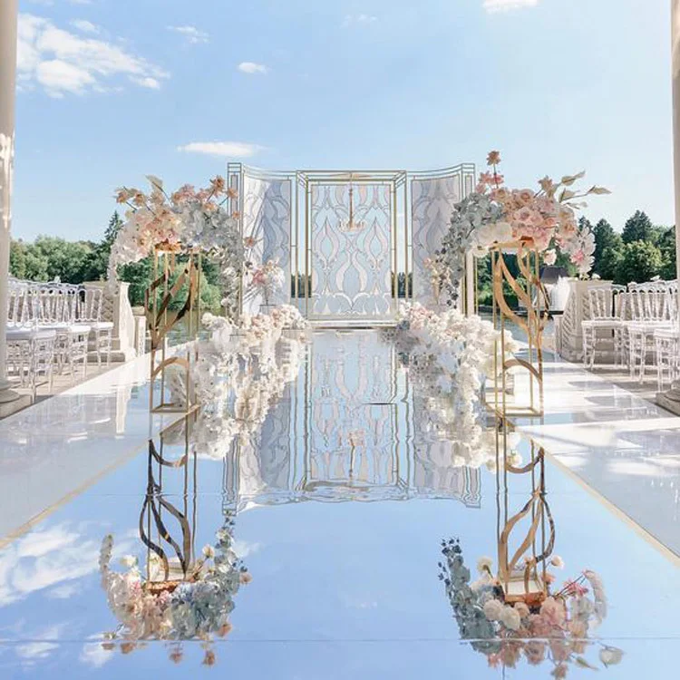 Wedding Mirror Carpet Stage White Silver Aisle Runner Party Backdrop Decoration T-stage Gold Thick Rug Event Show Shine Walkway