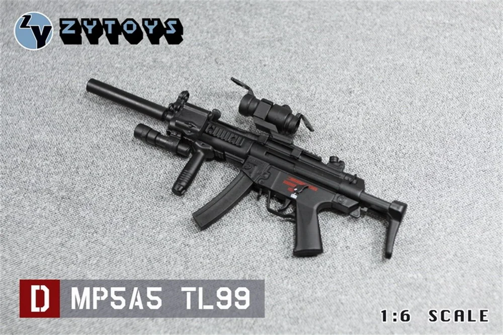 ZYTOYS 1/6th MP5 Weapon Series Type D MP5A5 TL99 PVC Material Can't Be Fired Model For Doll Action Scene Component