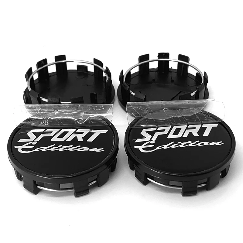 4PCS SPORT Logo 54MM(52mm-50mm) Car Wheels Rim Hub Cap Auto Car Wheel Center Caps Hubcap Dust-proof Cover Black Chrome