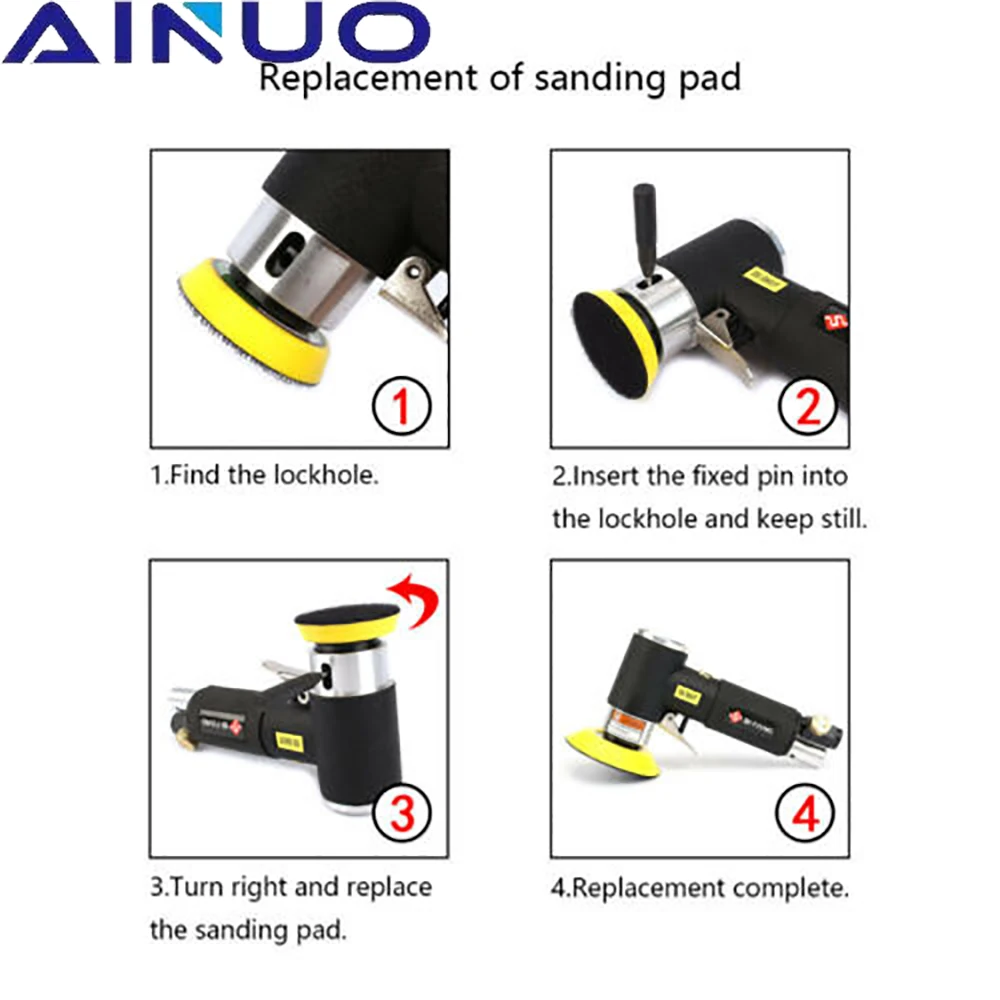 Imagem -04 - Lixadeira de ar da Órbita Mini Pneumáticamáquina Pneumática para Polimento de Carros Polegada e Polegadas
