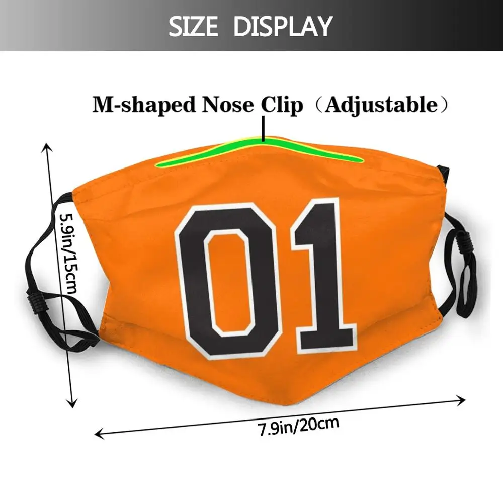 Oh! One Funny Print Reusable Pm2.5 Filter Face Mask General Lee 01 Charger Mopar Tv Retro