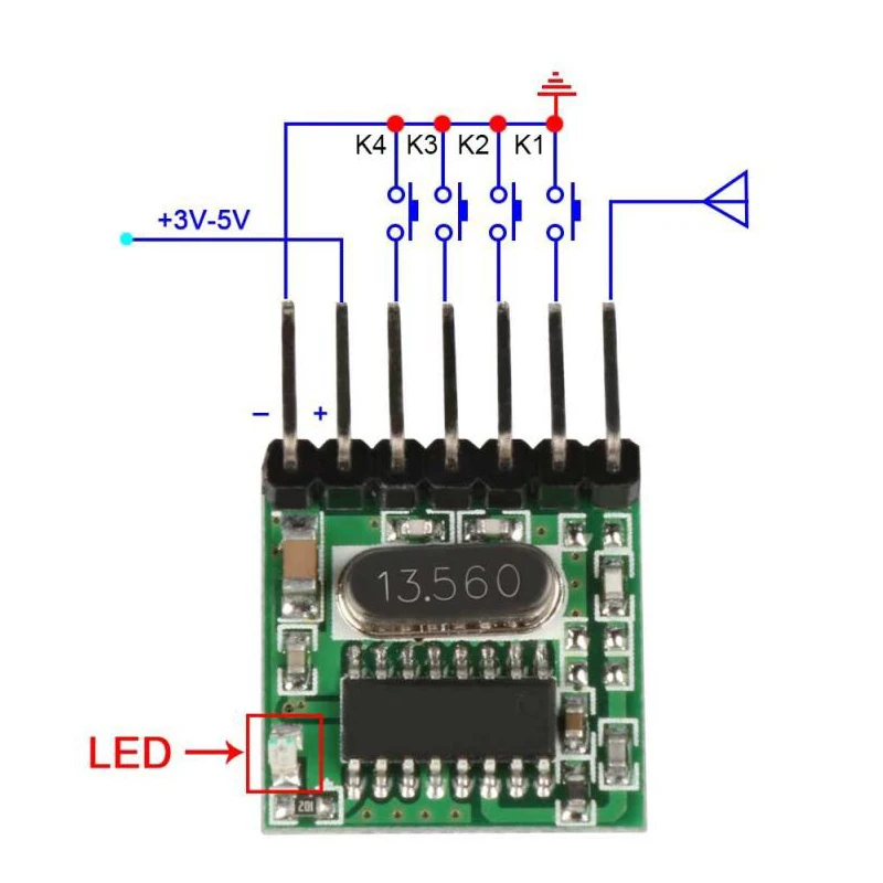 QIACHIP 5pcs/lot 433 MHz Superheterodyne RF Transmitter Module 433Mhz Remote Control Switch 1527 learning code DIY For Arduino