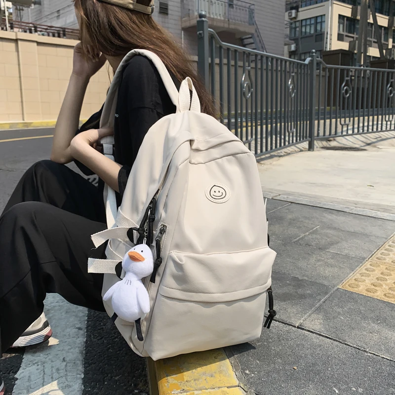 Mochila Simple que combina con todo para mujer, bolso coreano Harajuku, mochilas pequeñas lindas para mujer, bolsos escolares de nailon impermeables