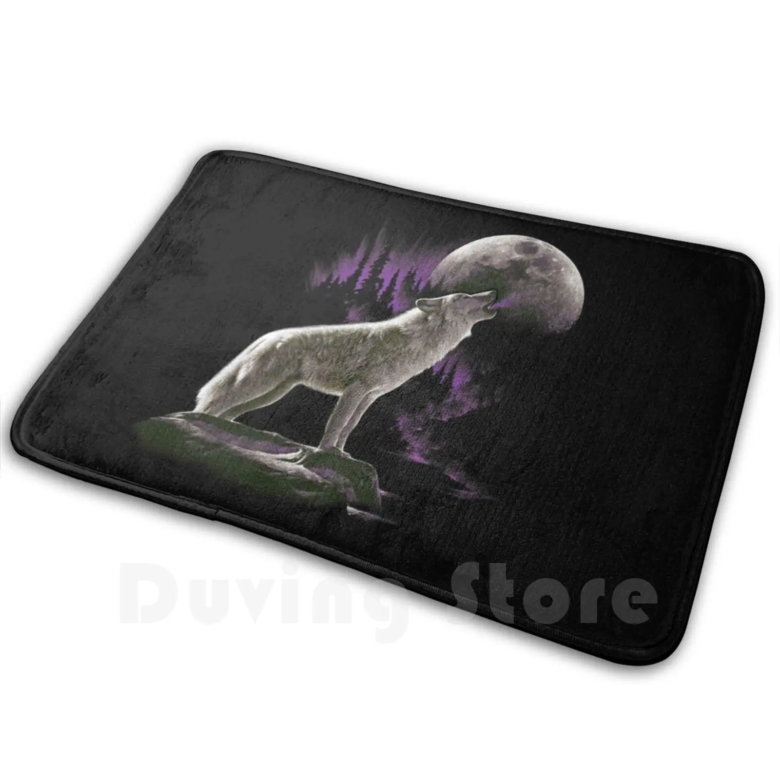 Wolf Howl Soft Non-Slip Mat Rug Carpet Cushion Wolves Howl Realistic Drawing Wolf Canine Animals Realistic