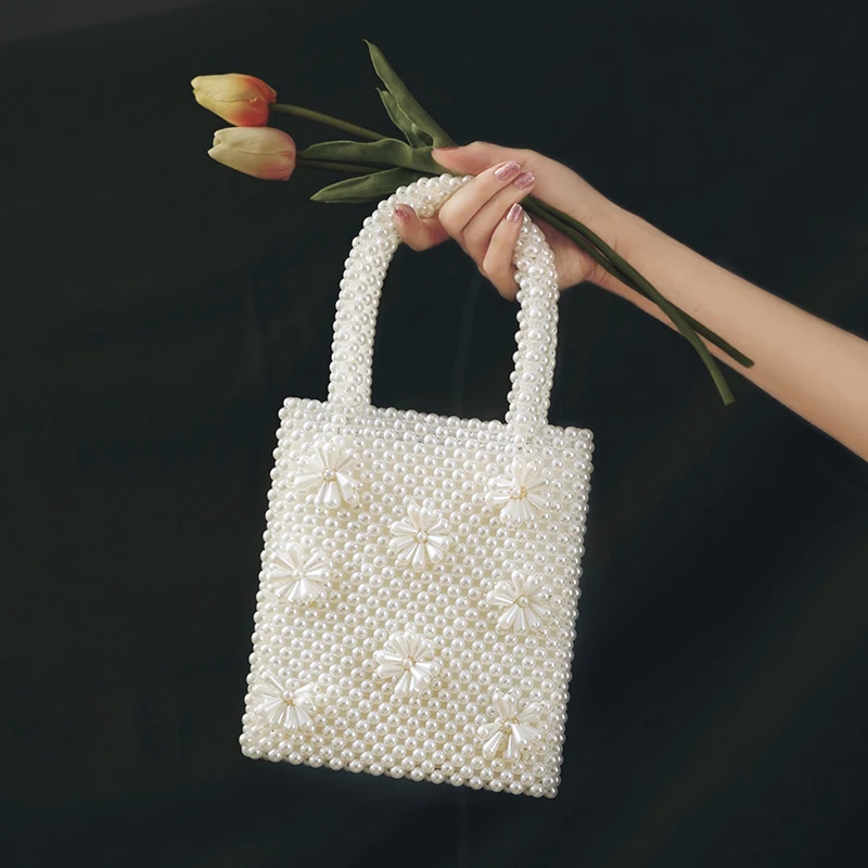 Mini Pearl Bag Handmade Vintage Beaded Fashion Banquet Party Bag Female 2021 Luxury Women's Coin Purse BagTote Hand String Purse