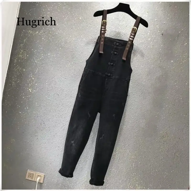 Jumpsuit 2021 Wanita Harajuku Antik Sederhana Trendi Musim Panas Chic Wanita Denim Jumpsuit Saku Semua Cocok Kasual Wanita Pakaian Jalan