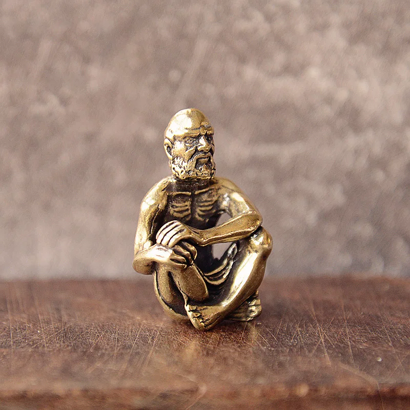 Vintage miedzi siedzi Dharma Buddha statua mosiądzu Bodhi figurki miniaturowe ozdoba na biurko akcesoria dekoracje domu