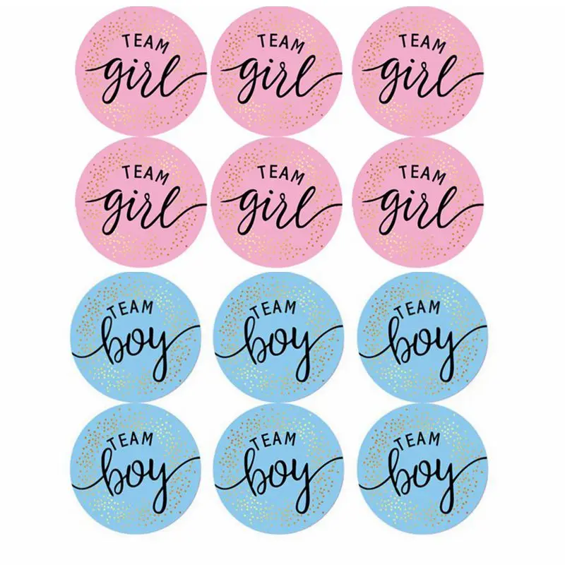 

60/120pcs Team Boy Team Girl Stickers Boy or Girl Gender Reveal Party Stickers Seal Label Candy Box Decoration Gift Bags Sticker