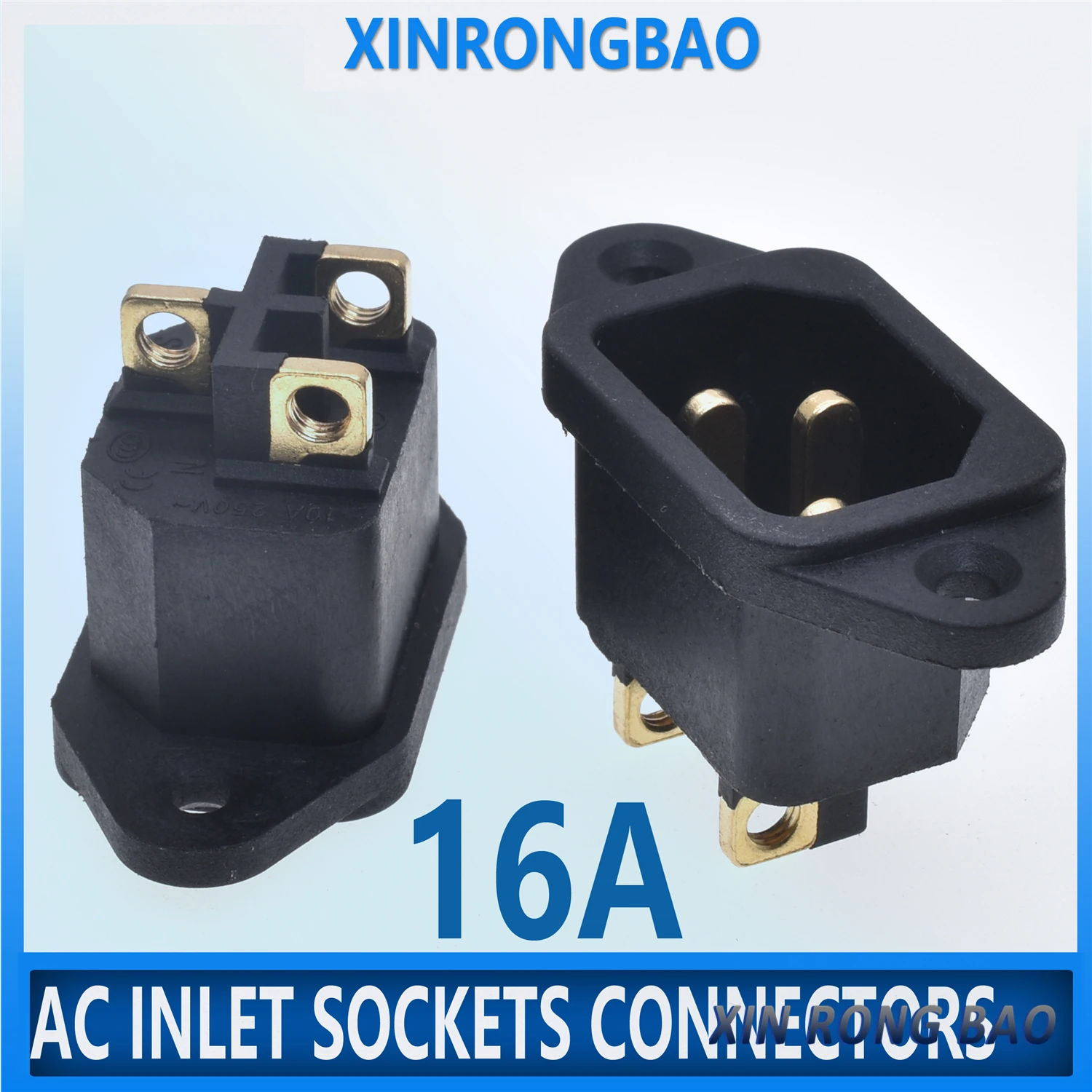 hot sale C13 16A AC Inlet Sockets Connectors C14 250V 16A female 3pin power connector Screw fixing hole all bronze HOT NEW AC-04