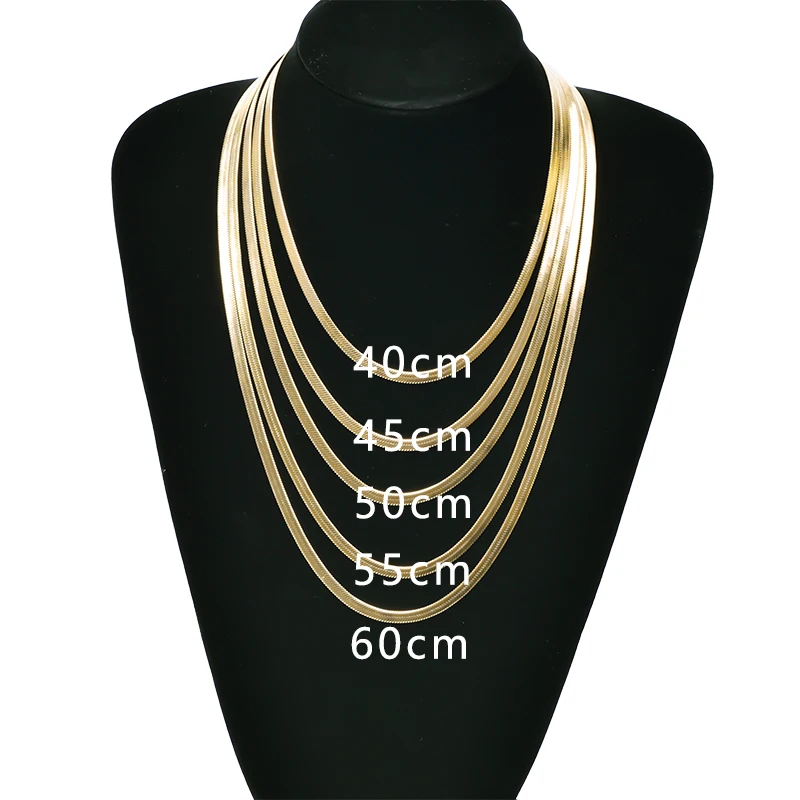 10Pcs/Lot Stainless Steel Snake Chain Women Necklaces Herringbone Choker For Female Men Party Gift Various Length Jewelry