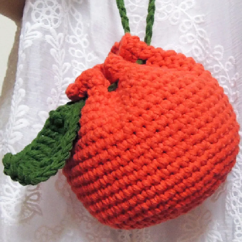 Hand woven messenger bag, snack bag, fruit bag, wool bag, knapsack, ugly orange bag, wallet, exquisite and lovely