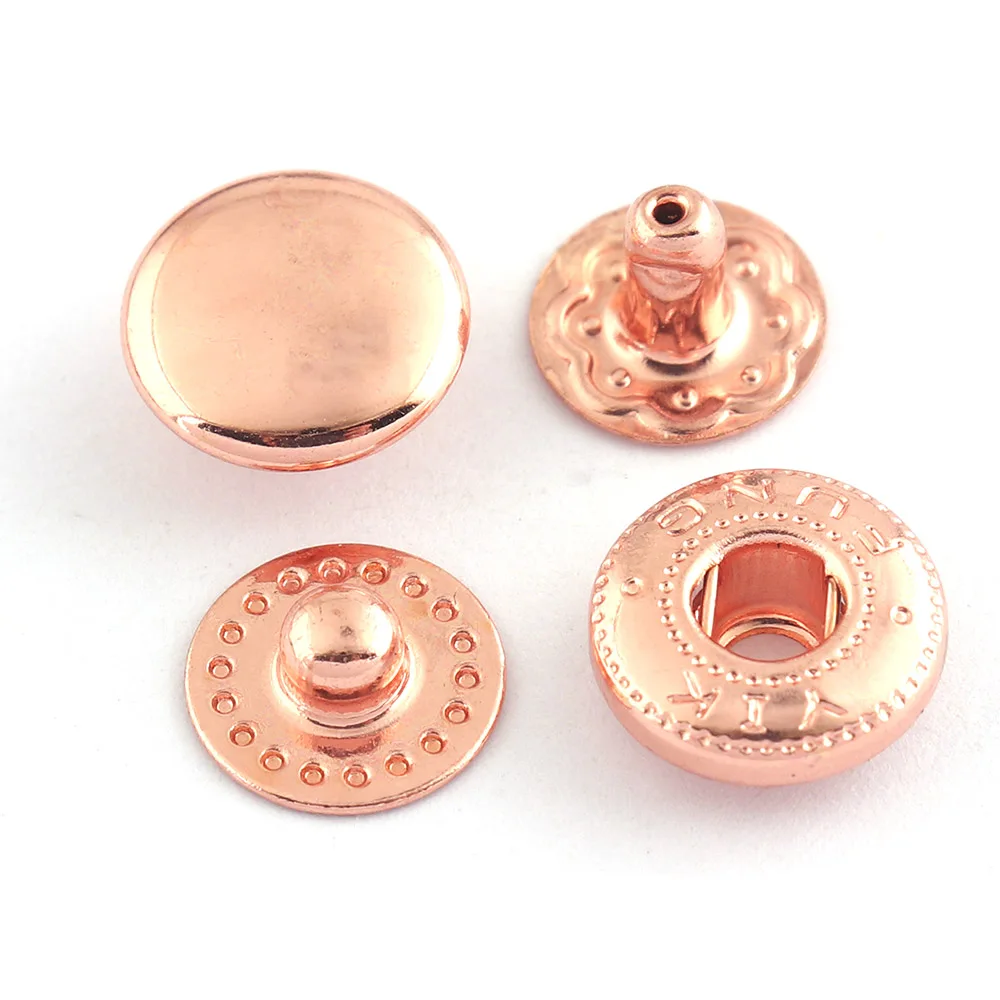 Rose Gold Snap Buttons Spring Snap Fasteners Snap Rivet Buttons Leather Craft Buttons Poppers Snap Fasteners Leather Closure