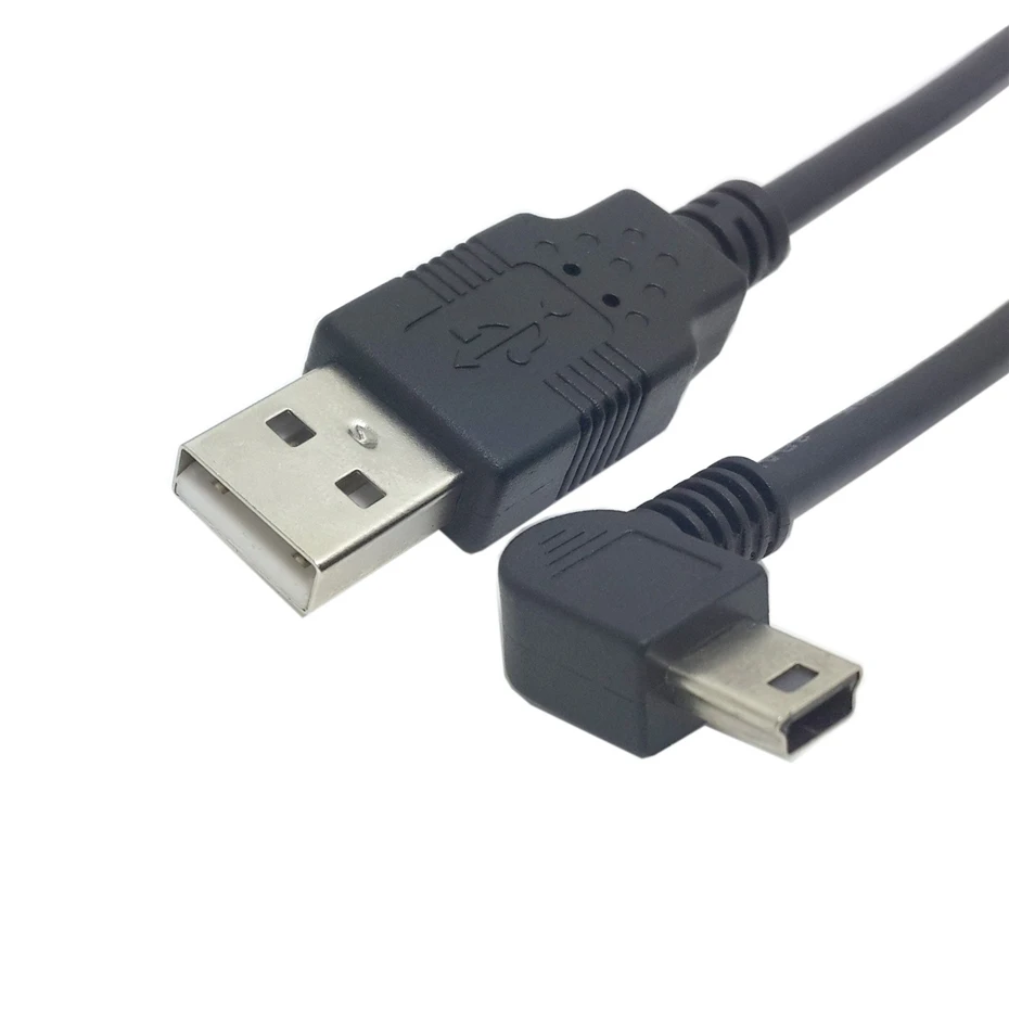 Mini USB B tipo 5pin maschio su giù sinistra destra angolata 90 gradi a USB 2.0 cavo dati maschio 0.25m 0.5m 1.8m 5m