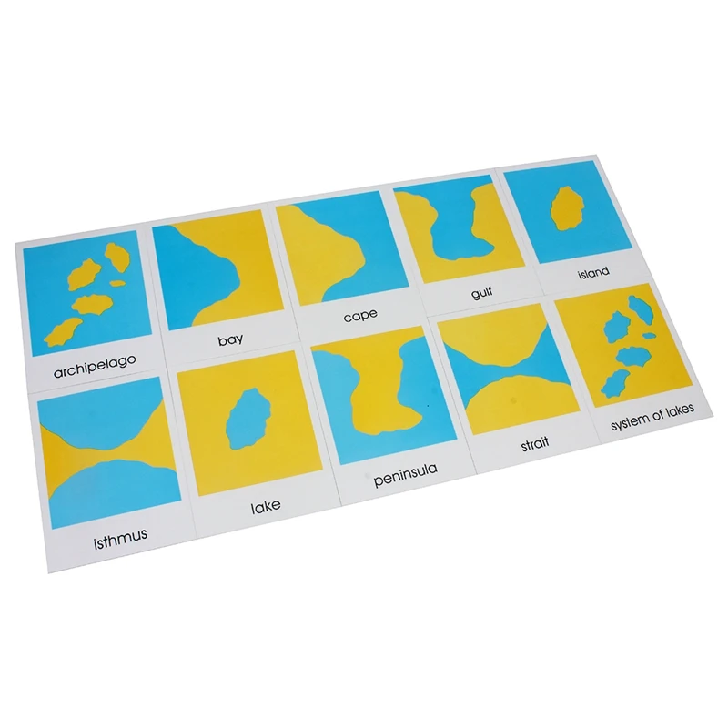 Montessori Science Toys Geography Cards PVC Materials 10 Kinds of Topography English Reference Card Recognition Introduction Toy