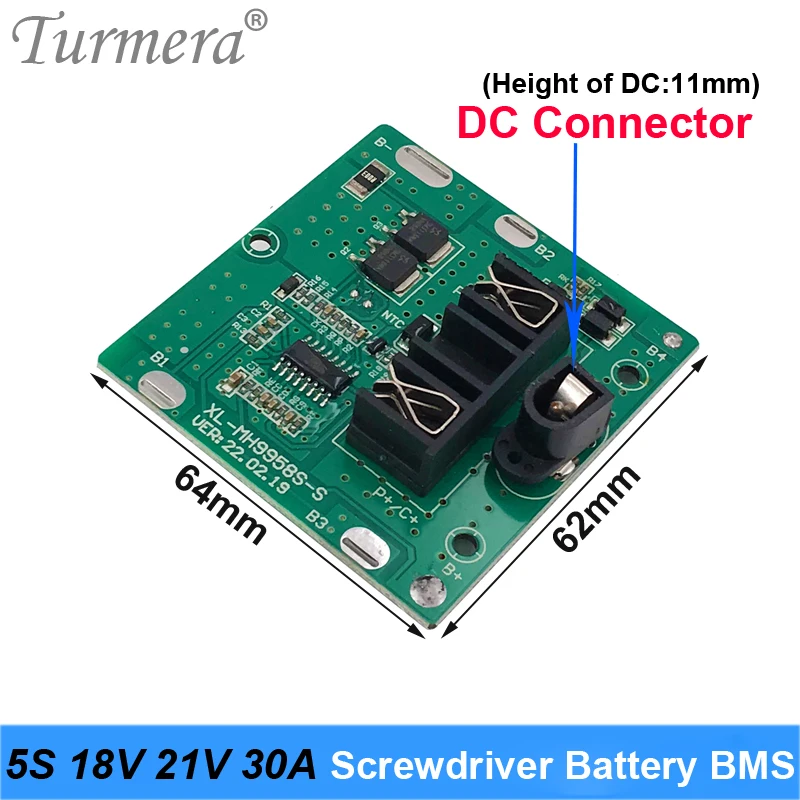 Turmera 5S bateria litowa 18V 21V 30A BMS z balansem dla wiertło do wkrętarki 20V 24V i odkurzacza