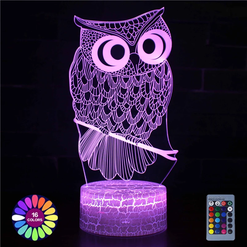 

3D Illusion Table Lamp Owl Eagle Birds Pattern Bedroom Night Lamp Room Decor LED Night Lights Desk Lamp Holiday Birthday Gifts