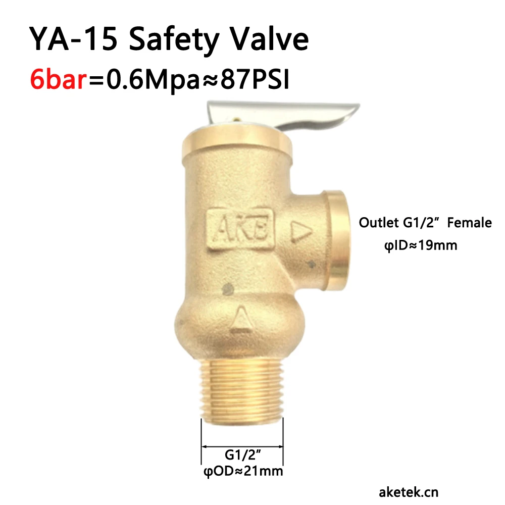 6Bar 0.6Mpa Pressure Relief Valve  Safety Valve YA-15 DN15 G1/2