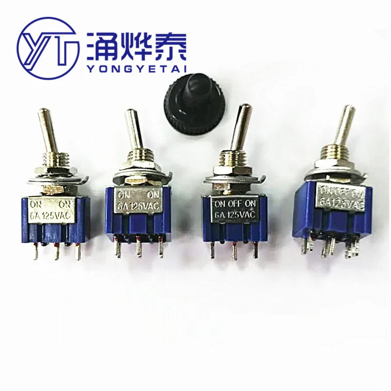 YYT 10PCS Toggle switch MTS-102/103 MTS-202/203 3Pin/6pin 2 gear 3gear rocker switch Navy blue