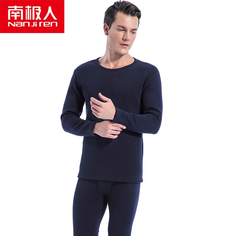 NANJIREN Men Brand Thermal Underwear Sets Men Gray Warm Casual Underwear Hight Stretch Long Johns Set Old MenThermal Pajamas 7XL