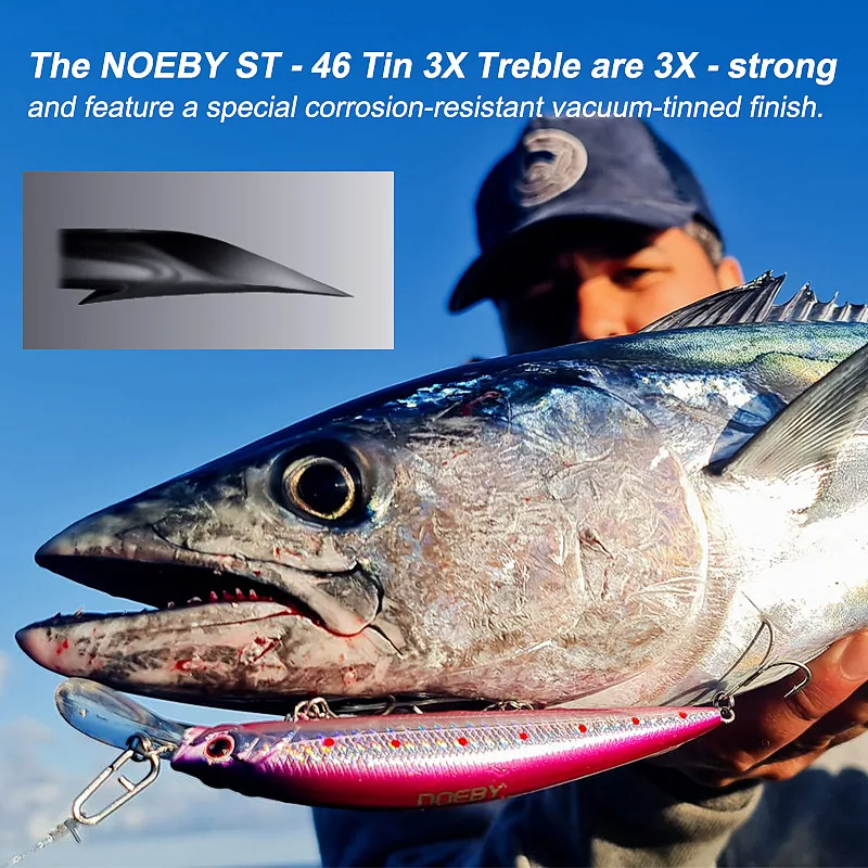 Noeby 3X Treble Fishing Hooks 1# 2# 4# 6# 8# 10# High Carbon Steel Bass Pike Saltwater Fishing Hook Tackle