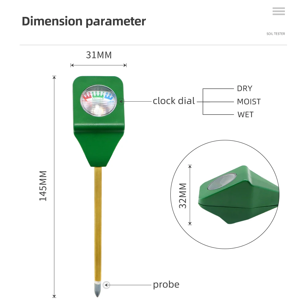 Mini Soil Moisture Meter Moisture Tester Soil Meter Plant Soil Kit Moist Tester Testing Instrument for Gardening Plants Farming