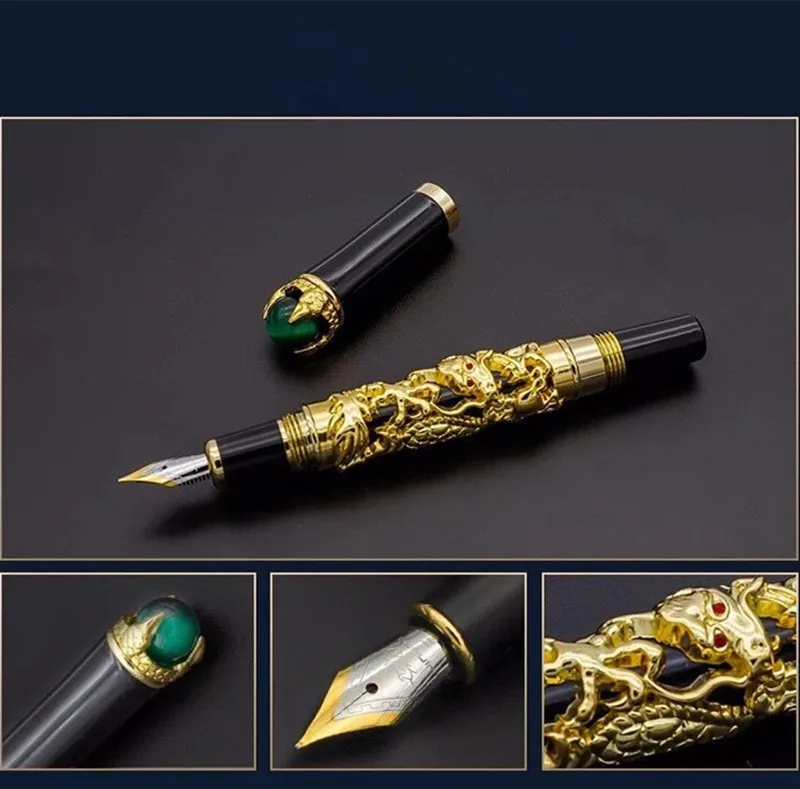 Jinhao Luxus Stift Drachen Brunnen Stifte Hohe Qualität Pluma Stylo Plume Caneta Tinteiro FuenteTitanium Dolma Kalem Tipps