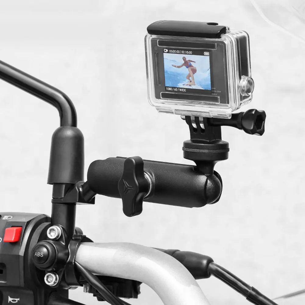 Aluminum Motorcycle Rearview Mirror Mount Holder Motorcycle Fixed Holder Mount For Gopro Hero 9/8/7/6/5 Black,YI,SJCAM,DJI