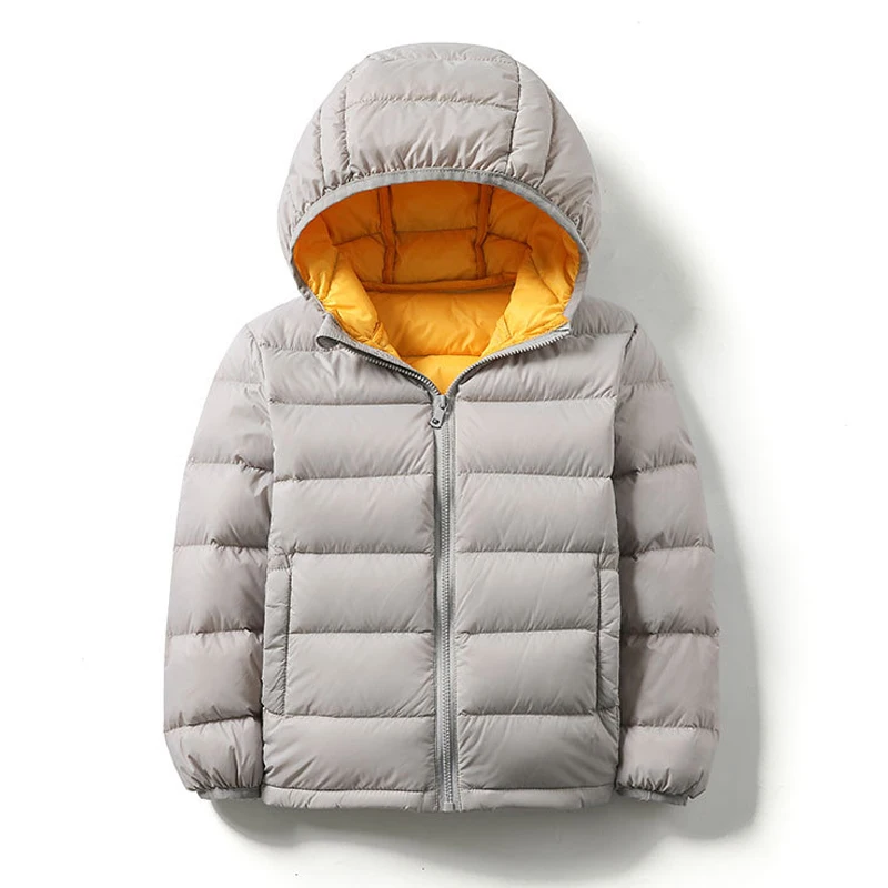 0-10℃ Kids Duck Down Jackets 2024 New Ultra Light Hooded Winter Coats for Boys Girls Portable Windproof Puffy Parkas 13T 14T