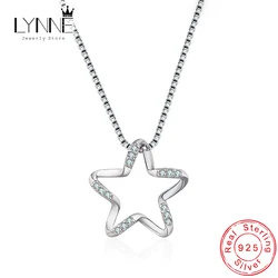 Hot 925 Sterling Silver Rhinestone Star Pendant Necklace Fashion Charm Clavicle Zircon Necklace Jewelry Women&Girl Birthday Gift