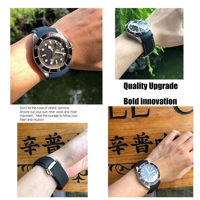 High Quality Rubber Watchband 20mm 22mm for Tudor Heritage Black Bay 1958 Blue Soft Bracelets Silicone Watch Strap Accessories