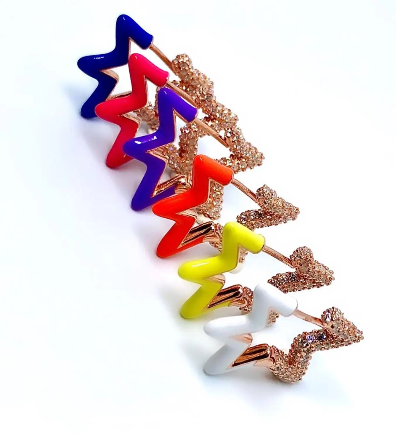 Multicolour Enamel Star Hoop Earring Paved Bling CZ For Women Fashion Charm  Jewelry Wholesale