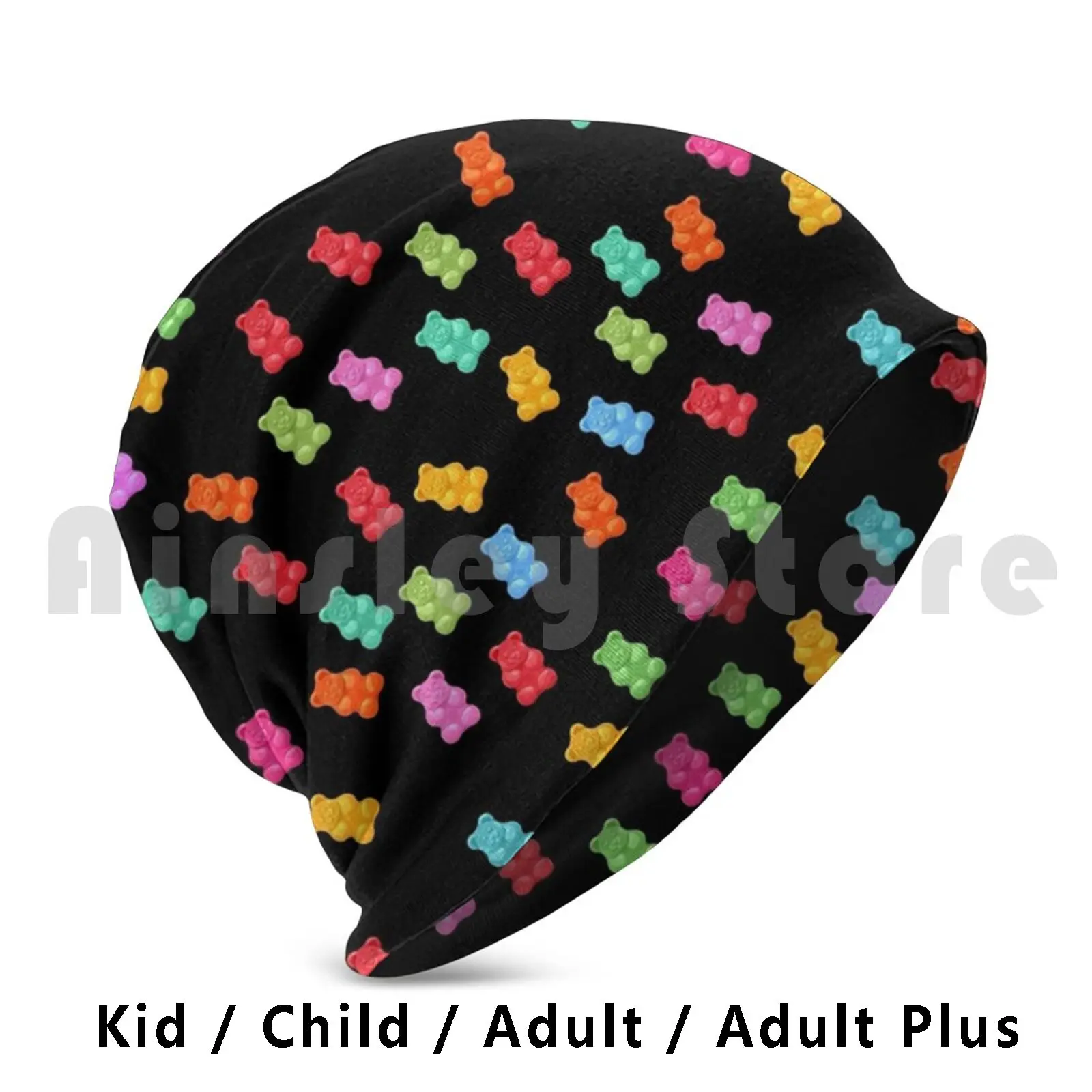 Gorro con patrón de oso de goma, gorro de cobertura, cojín con estampado DIY, oso de goma, dulces, patrón de Bonbon, comida, trato impresionante