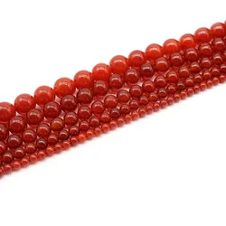 Natural Stone Red Carnelian Agates Round Gem Beads 15