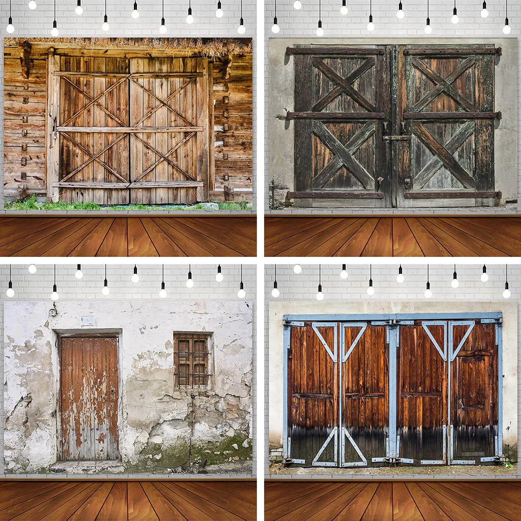 

Wooden Door Backdrop Rural Farm Retro Old Barn Newborn Portrait Photography Studio Background Photophone Photozone Decor