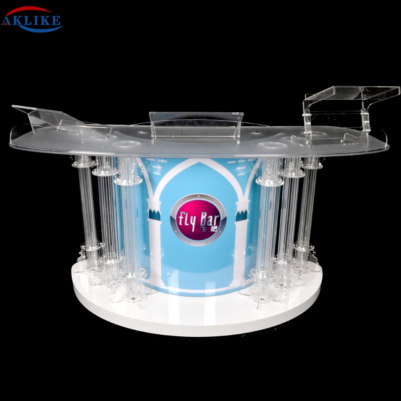 2024 AKLIKE Cheap Acrylic Night Bar Dj Booth , Organic Glass Night Club Dj Facade, Night Led Dj Booth For Bar