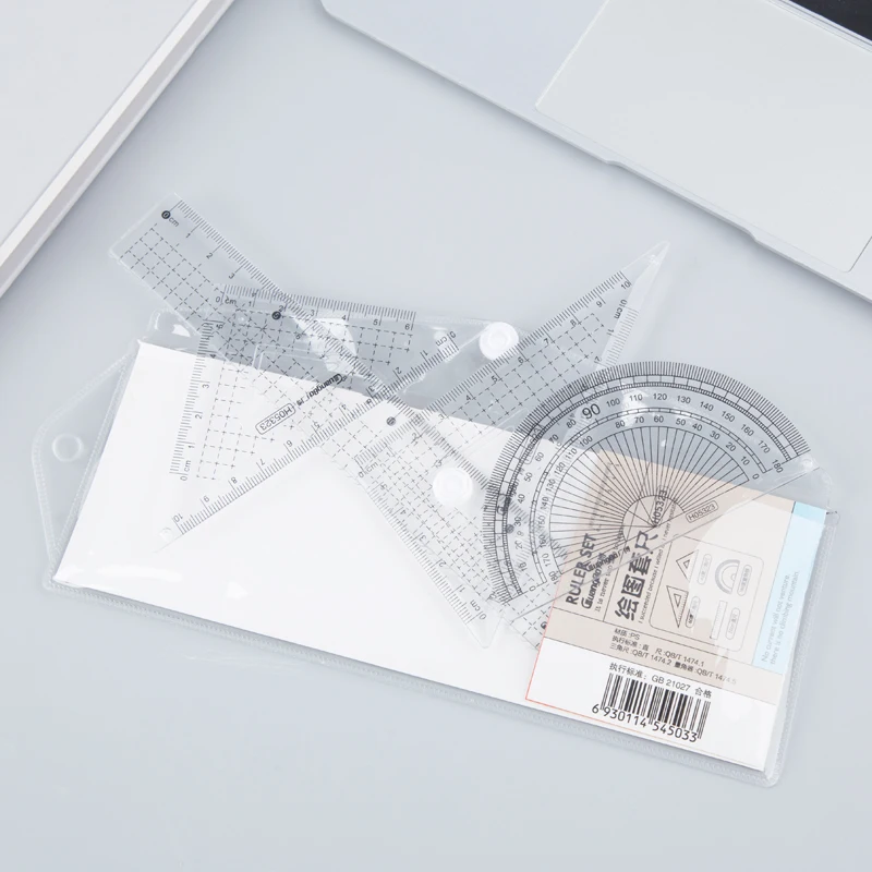 Kinburg-مجموعة مسطرة منقلة مربعة للطلاب ، لوحة مثلثة ، خاصة للرسم وفحص الطلاب