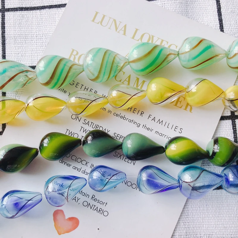 DIY jewelry accessories various patterns drop-shaped blown glass beads jewelry accessories materials