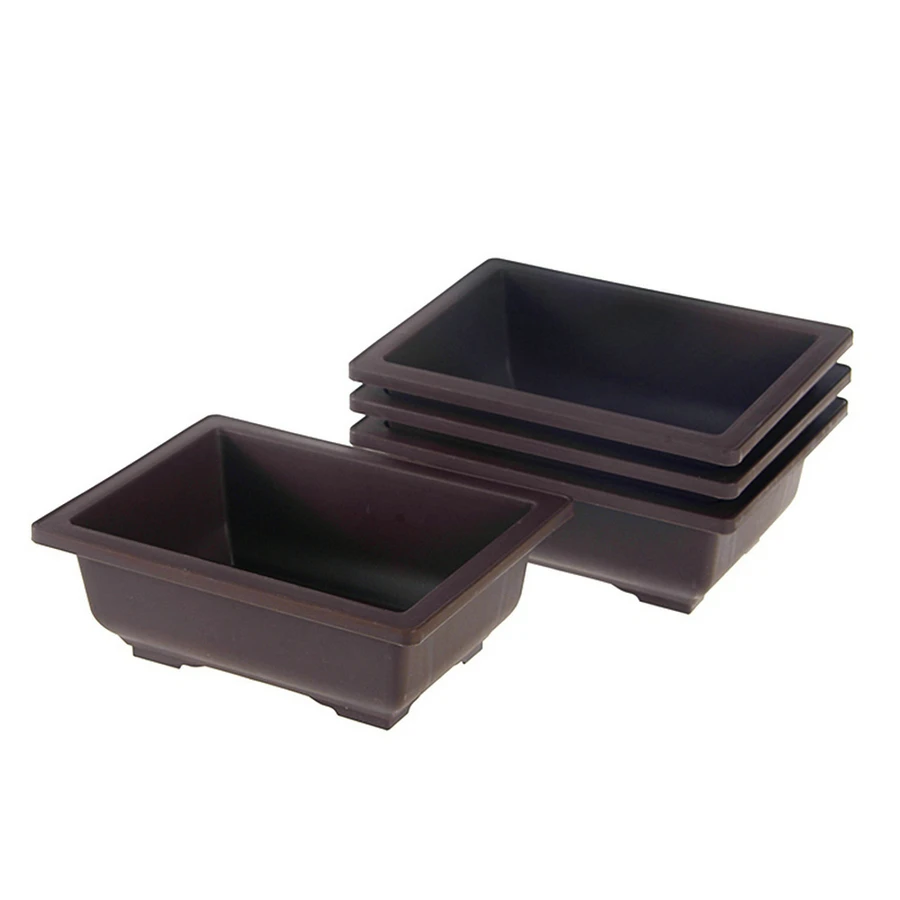 3/5PCS Plastic Flowerpot Square Flower Bonsai Bowl Nursery Basin Pots Plant Tray