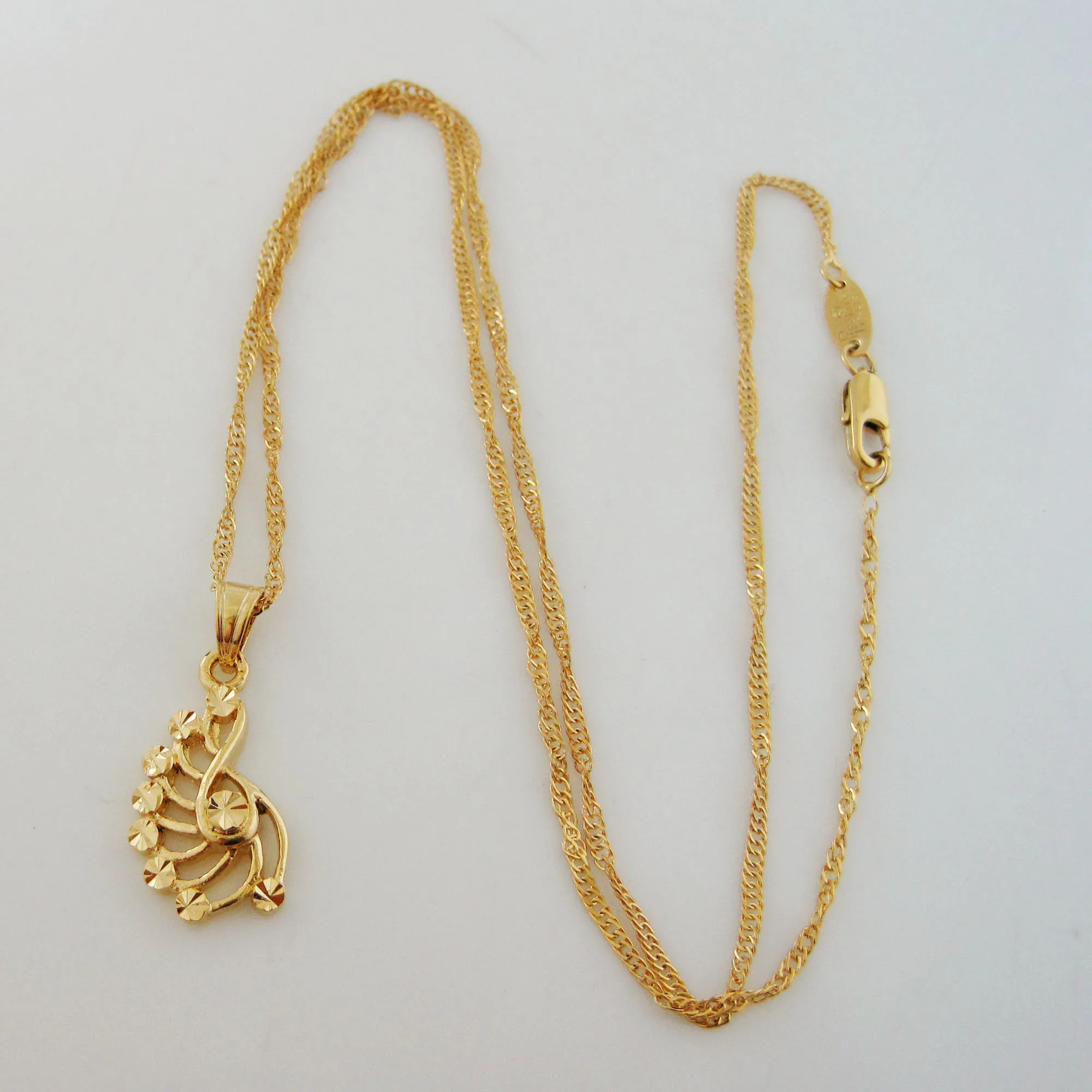 YELLOW GOLD PLATED 18INCH WATER WAVE NECKLACE CARVED SHINNG SPECIAL SHAPED PENDANT Great Gift FASHION JEWELRY