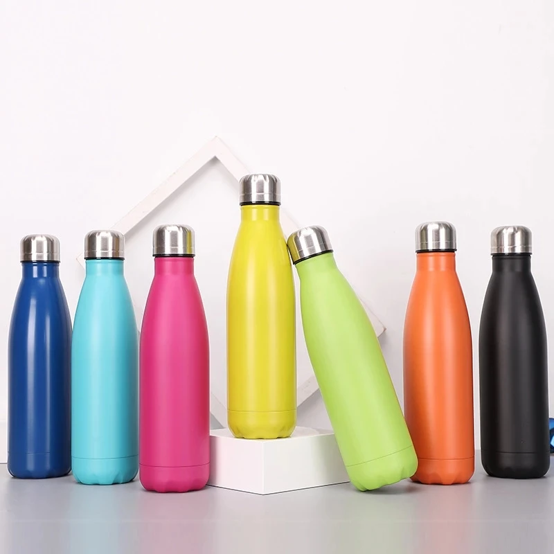 

Wholesale 500ml Matte Coke Bottle Thermos Water Cup Stainless Steel Bottle Leak Proof Outdoor Sports Drinkware Gift For Man