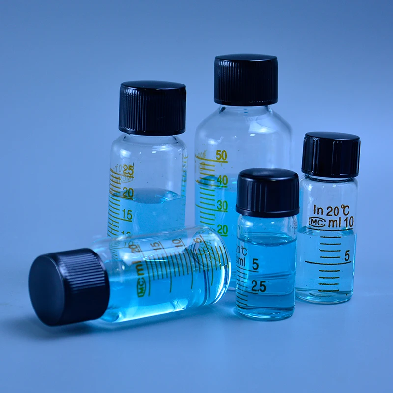 Serum bottle glass reagent bottle sample bottle lab glassware with scale,capacity 5/10/15/20/25/50/100/150/200/250/500ml